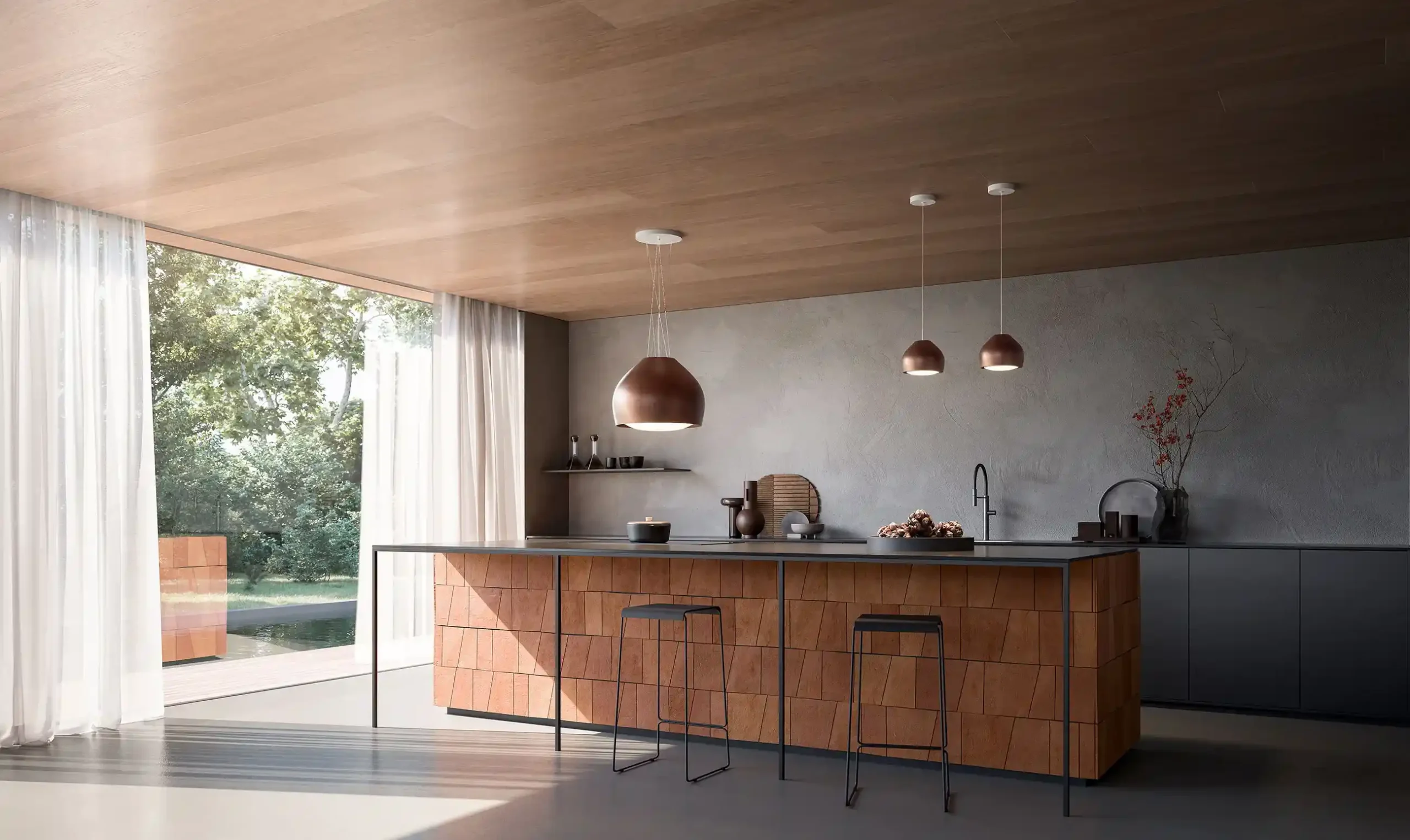 Cocina con campana de isla Sophie de Falmec